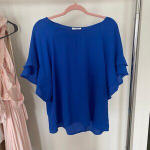 Umgee Blue Ruffle Sleeve Top | Size S | Like New